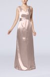 Simple V-neck Sleeveless Zipper Elastic Woven Satin Floor Length Bridesmaid Dresses