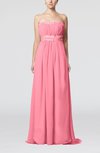 Elegant Empire Sweetheart Chiffon Brush Train Beaded Evening Dresses