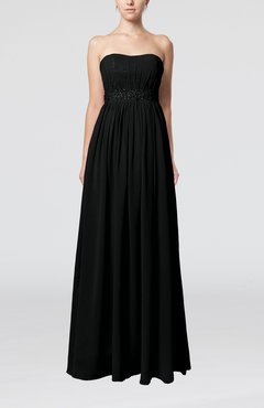 Black Elegant Strapless Sleeveless Chiffon Sequin Evening Dresses