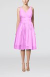 Simple V-neck Sleeveless Chiffon Knee Length Homecoming Dresses