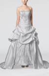Gorgeous Church Strapless Backless Satin Embroidery Bridal Gowns