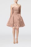 Cute Sleeveless Zipper Organza Knee Length Sequin Prom Dresses