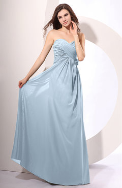 Ice Blue Simple Sheath Sweetheart Sleeveless Chiffon Floor Length Party Dresses