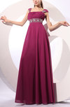 Traditional Wide Square Zip up Chiffon Floor Length Pleated Party Dresses