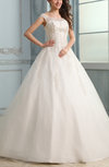 Romantic Outdoor Illusion Lace up Floor Length Bridal Gowns