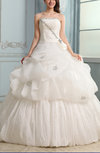 Fairytale Church Full Skirt Strapless Sleeveless Organza Bridal Gowns