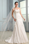 Elegant Hall A-line Backless Taffeta Brush Train Bridal Gowns