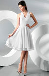 Simple A-line Halter Zip up Chiffon Bridesmaid Dresses