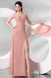 Plain Sleeveless Zip up Chiffon Floor Length Prom Dresses
