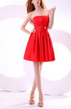 Cute Strapless Sleeveless Satin Knee Length Pleated Party Dresses