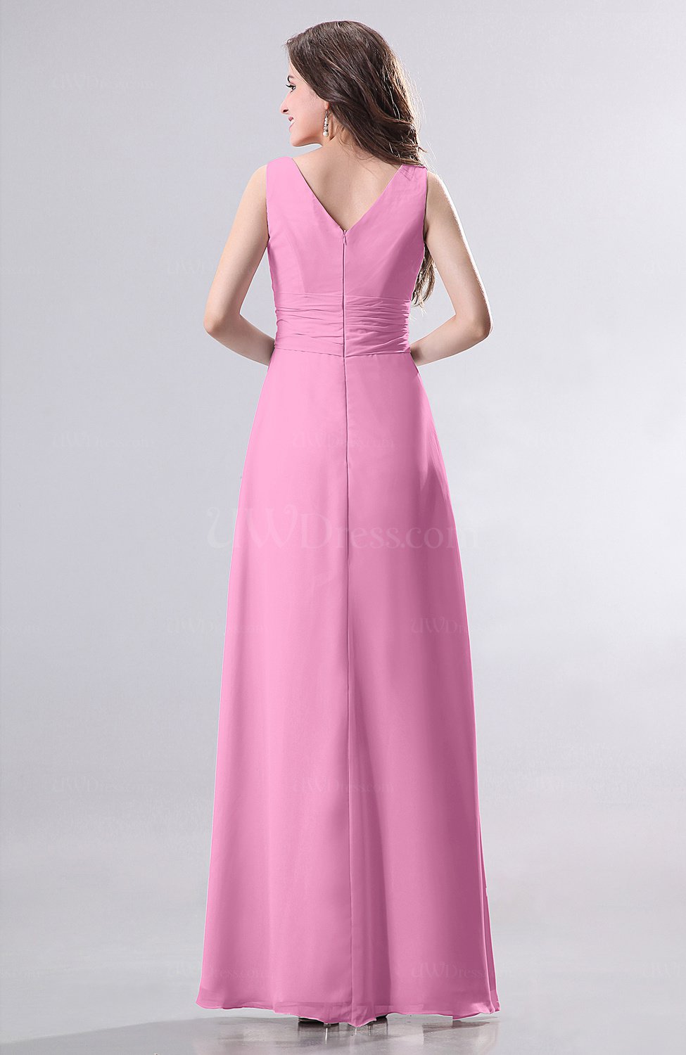 pink-simple-empire-sleeveless-zip-up-ruching-wedding-guest-dresses-uwdress