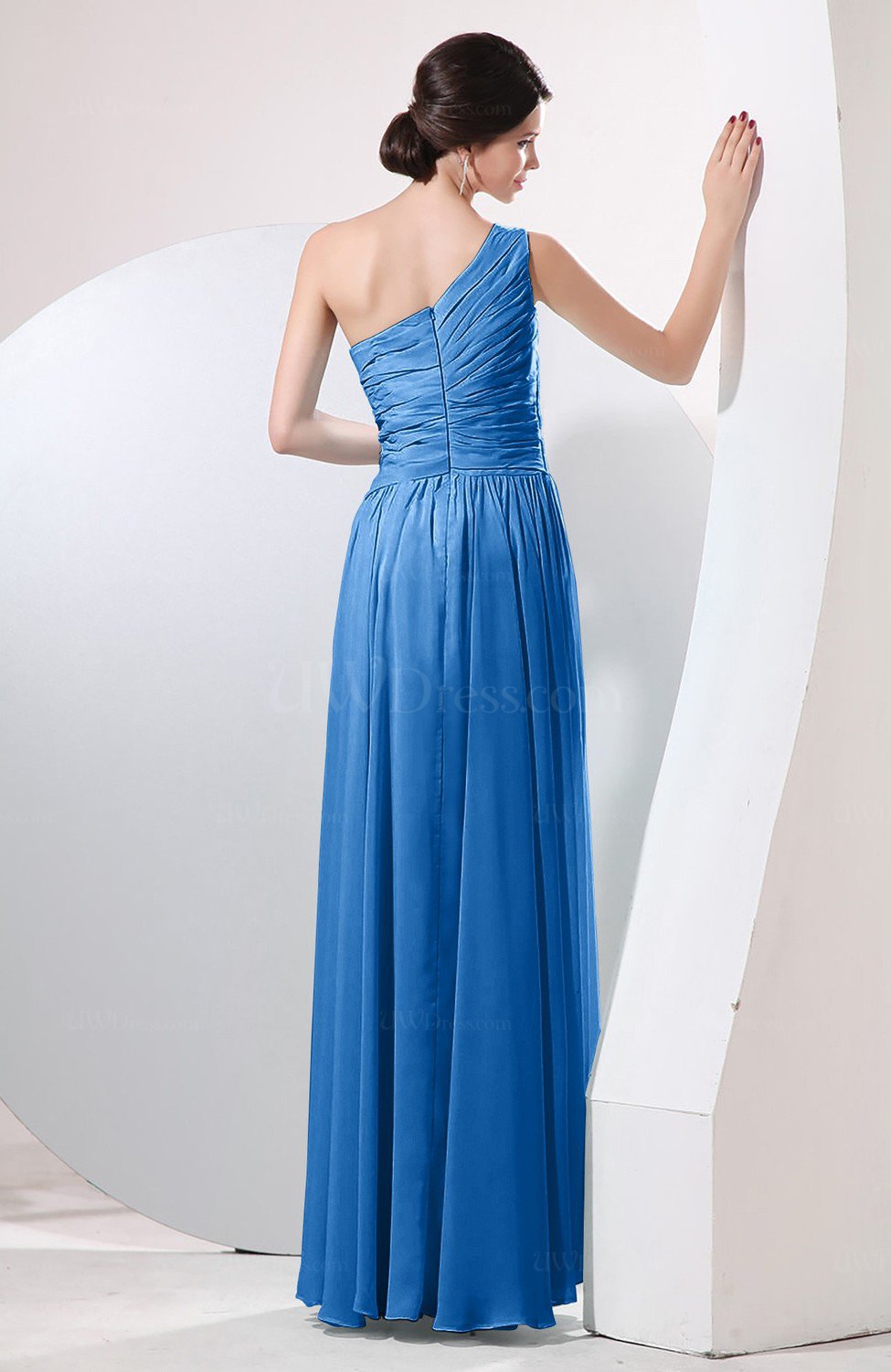 Royal Blue Plain Sheath Sleeveless Floor Length Pleated Prom Dresses