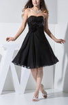 Romantic A-line Zipper Chiffon Knee Length Little Black Dresses
