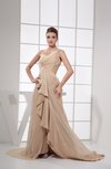 Elegant A-line Thick Straps Sleeveless Court Train Prom Dresses