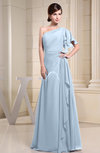 Plain A-line Short Sleeve Half Backless Floor Length Ruffles Bridesmaid Dresses