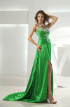 Sexy Thick Straps Elastic Woven Satin Panel Train Split-Front Prom Dresses