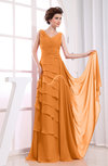Elegant A-line Sleeveless Zip up Chiffon Floor Length Evening Dresses