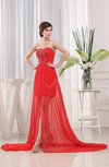 Romantic Strapless Sleeveless Zip up Chiffon Court Train Evening Dresses