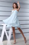 Plain Asymmetric Neckline Sleeveless Chiffon Mini Bridesmaid Dresses