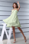 Plain Asymmetric Neckline Sleeveless Chiffon Mini Bridesmaid Dresses