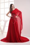 Gorgeous A-line Elbow Length Sleeve Chiffon Court Train Sequin Prom Dresses