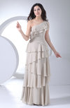 Romantic One Shoulder Sleeveless Floor Length Tiered Bridesmaid Dresses