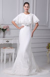 Sexy Outdoor Short Sleeve Zip up Court Train Lace Bridal Gowns