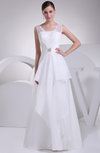 Modest Beach Thick Straps Backless Floor Length Ruching Bridal Gowns