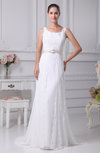 Gorgeous Outdoor Scalloped Edge Sleeveless Zipper Sweep Train Bridal Gowns
