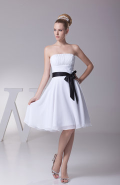 Wedding Dresses Baby Doll Uwdress White Elegant Baby Doll Strapless Sleeveless Chiffon Sash Tail Dresses