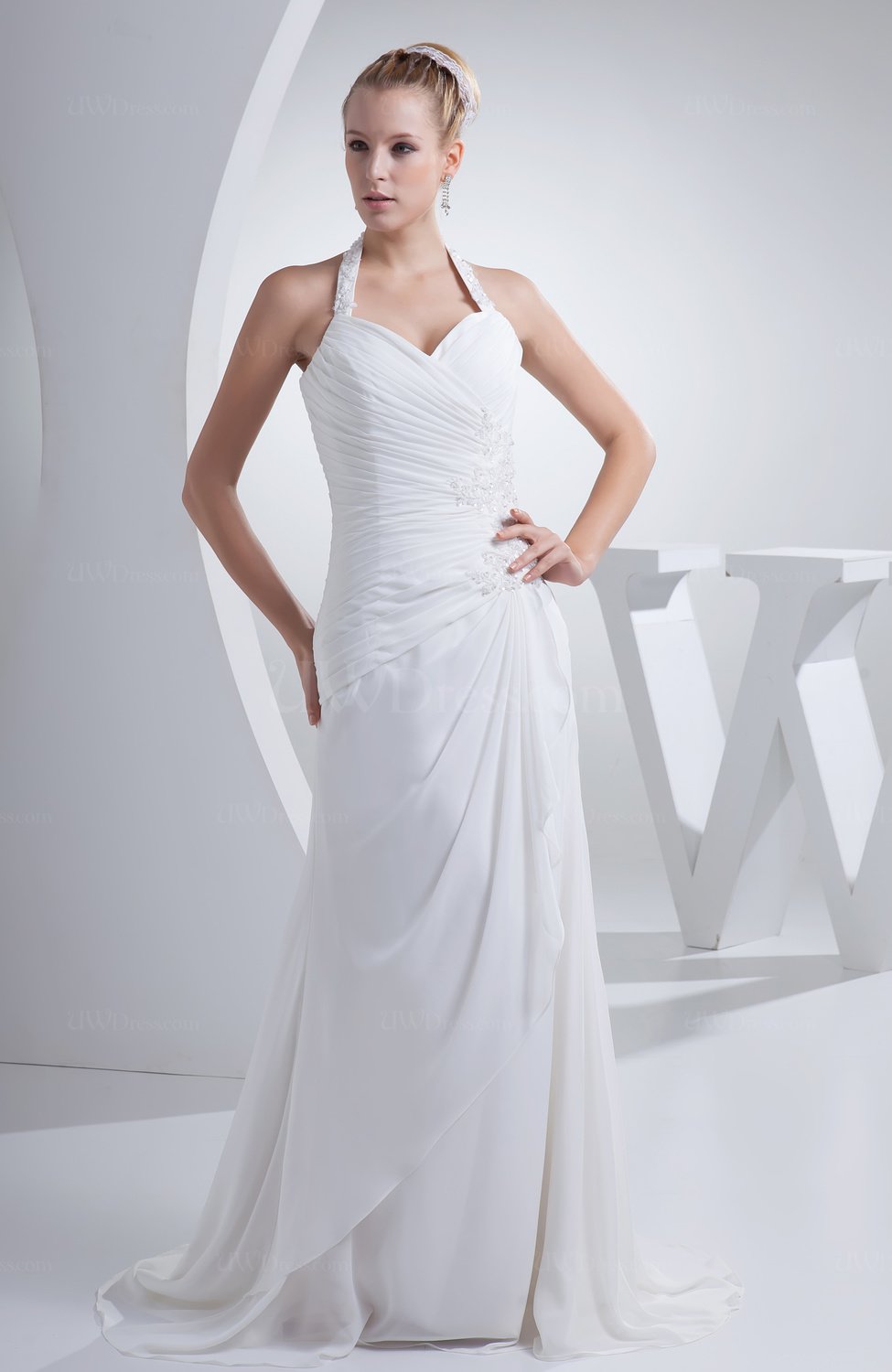 Simple Outdoor A-line Sweetheart Backless Chiffon Sequin Bridal Gowns ...