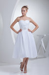 Cute Outdoor A-line Sleeveless Taffeta Tea Length Bridal Gowns