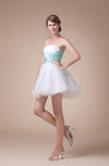 Cute Strapless Sleeveless Lace up Organza Prom Dresses