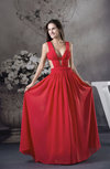 Modern A-line V-neck Sleeveless Floor Length Prom Dresses