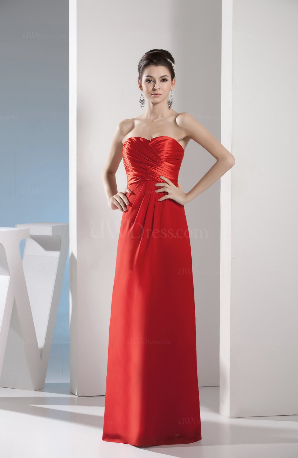 Red Mature Sweetheart Zip up Chiffon Floor Length Evening Dresses ...