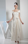 Elegant Beach A-line Short Sleeve Zip up Taffeta Appliques Bridal Gowns