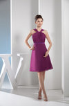 Plain A-line Thick Straps Zip up Knee Length Ruching Bridesmaid Dresses