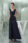Modest A-line V-neck Sleeveless Floor Length Ruffles Bridesmaid Dresses