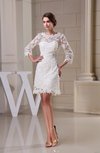 Glamorous Garden Scalloped Edge 3/4 Length Sleeve Zip up Lace Bridal Gowns