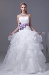 Gorgeous Church Princess Sleeveless Backless Organza Appliques Bridal Gowns