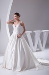 Elegant Outdoor Princess Thick Straps Sleeveless Lace up Chapel Train Bridal Gowns