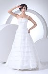 Romantic Garden A-line Strapless Lace up Sweep Train Beaded Bridal Gowns