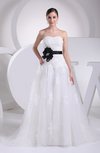 Elegant Outdoor A-line Sleeveless Court Train Sash Bridal Gowns