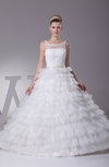 Gorgeous Outdoor Full Skirt Sleeveless Zipper Organza Tiered Bridal Gowns
