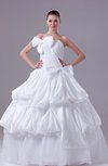 Gorgeous Church Ball Gown Zipper Taffeta Floor Length Bow Bridal Gowns