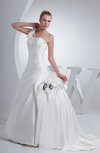 Simple Hall Princess Backless Satin Court Train Flower Bridal Gowns