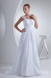 Elegant Church A-line Wide Square Short Sleeve Taffeta Bridal Gowns