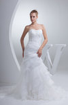 Romantic Outdoor Sweetheart Sleeveless Organza Sequin Bridal Gowns
