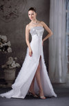 Casual Outdoor A-line Strapless Sleeveless Backless Brush Train Bridal Gowns