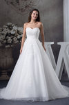 Romantic Church Sleeveless Lace up Court Train Bridal Gowns